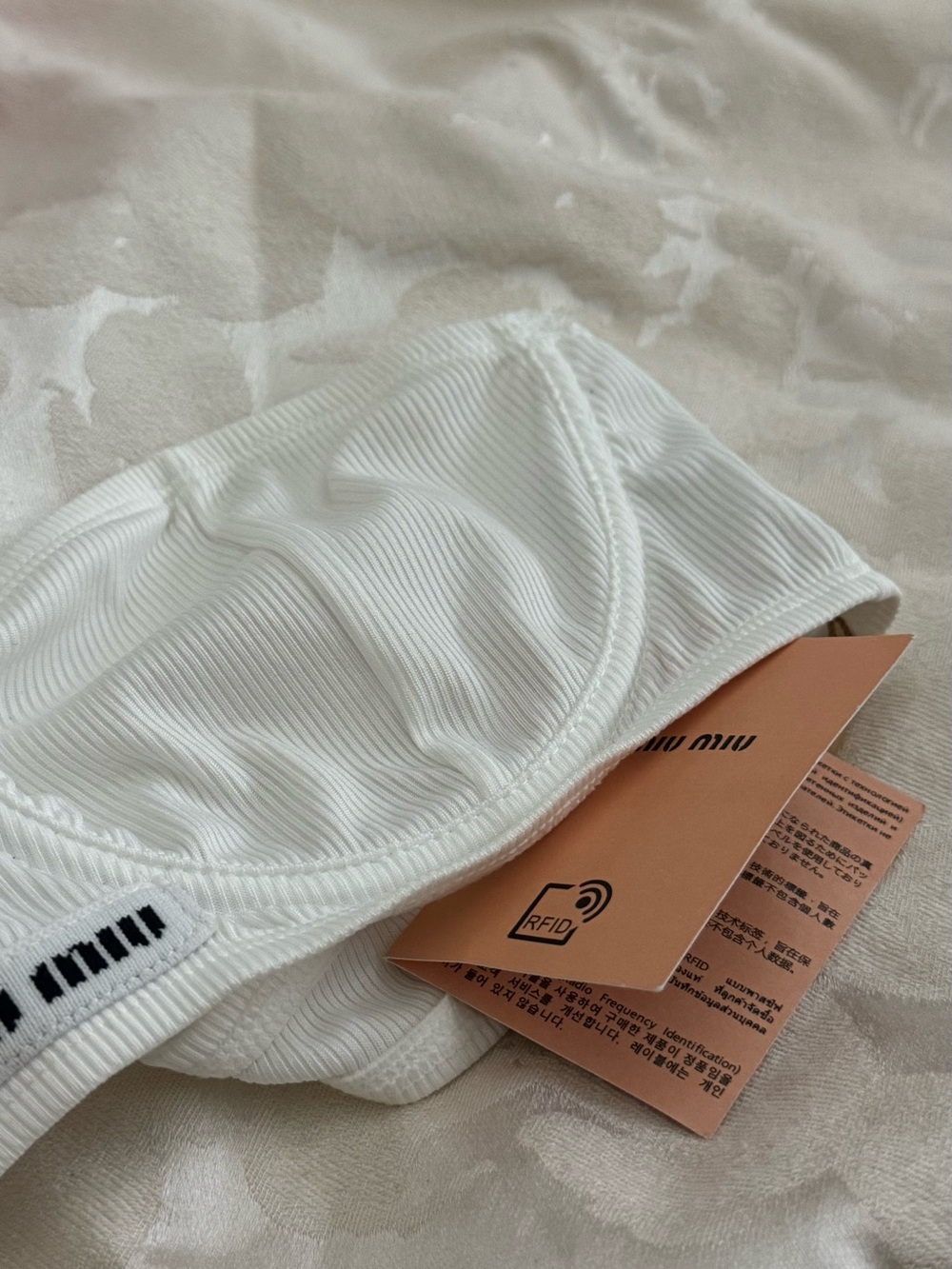 White Ribbed Bra Top & Boxer Short Set - Picture 3 of 3